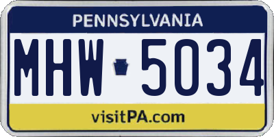 PA license plate MHW5034