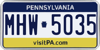 PA license plate MHW5035