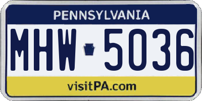 PA license plate MHW5036