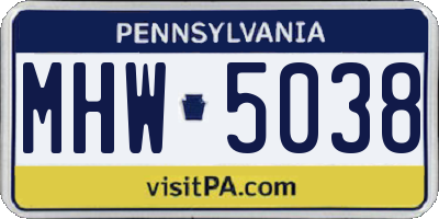 PA license plate MHW5038