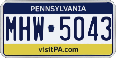 PA license plate MHW5043