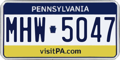 PA license plate MHW5047