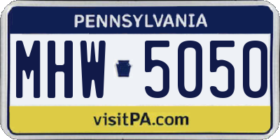 PA license plate MHW5050