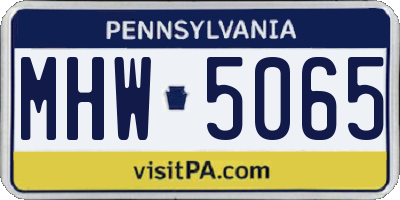 PA license plate MHW5065
