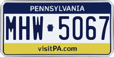 PA license plate MHW5067