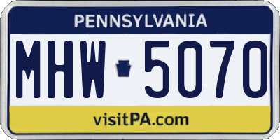 PA license plate MHW5070