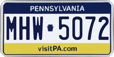 PA license plate MHW5072