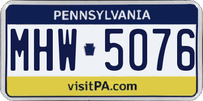 PA license plate MHW5076