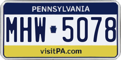 PA license plate MHW5078