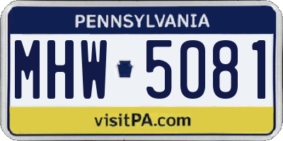 PA license plate MHW5081