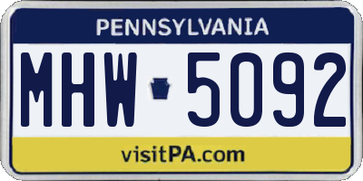 PA license plate MHW5092
