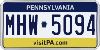 PA license plate MHW5094