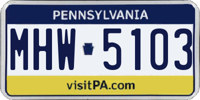 PA license plate MHW5103