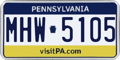 PA license plate MHW5105