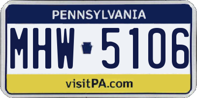 PA license plate MHW5106