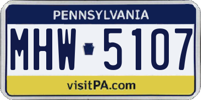 PA license plate MHW5107