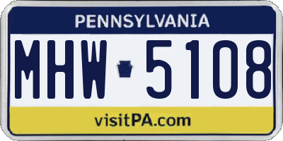 PA license plate MHW5108