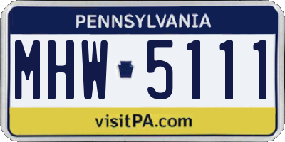 PA license plate MHW5111