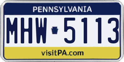 PA license plate MHW5113