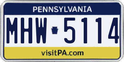PA license plate MHW5114