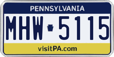 PA license plate MHW5115