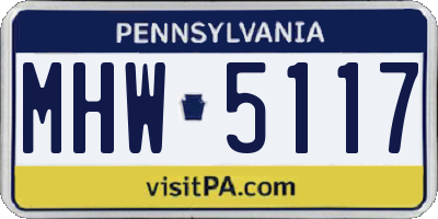 PA license plate MHW5117