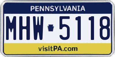 PA license plate MHW5118