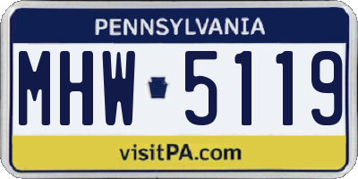 PA license plate MHW5119