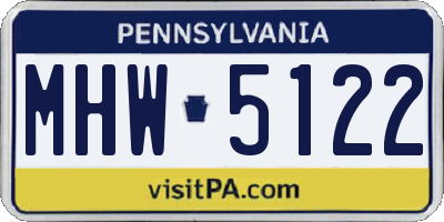 PA license plate MHW5122