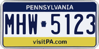 PA license plate MHW5123