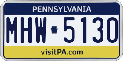 PA license plate MHW5130