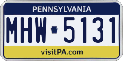 PA license plate MHW5131