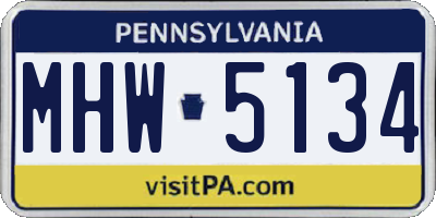 PA license plate MHW5134