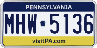 PA license plate MHW5136