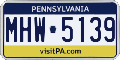 PA license plate MHW5139