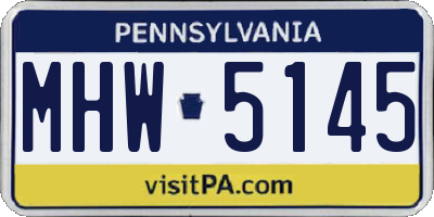PA license plate MHW5145