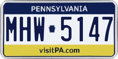 PA license plate MHW5147