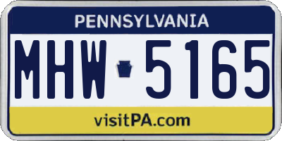 PA license plate MHW5165