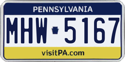 PA license plate MHW5167