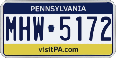 PA license plate MHW5172
