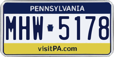 PA license plate MHW5178