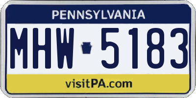 PA license plate MHW5183