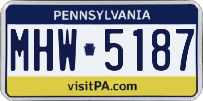 PA license plate MHW5187