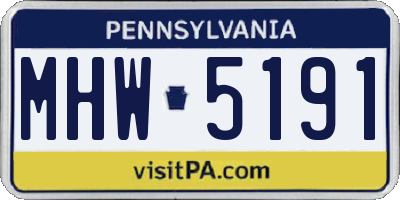 PA license plate MHW5191