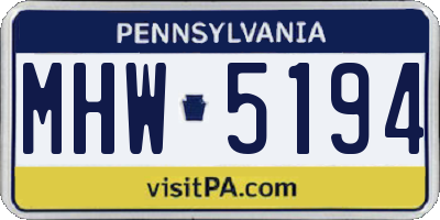 PA license plate MHW5194