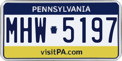 PA license plate MHW5197