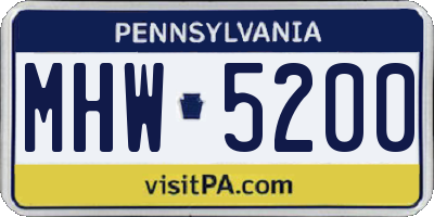 PA license plate MHW5200