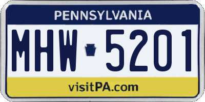 PA license plate MHW5201