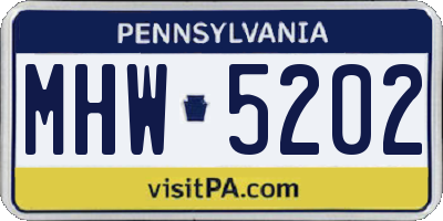 PA license plate MHW5202