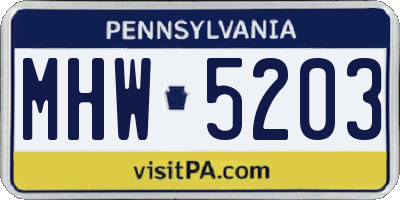 PA license plate MHW5203